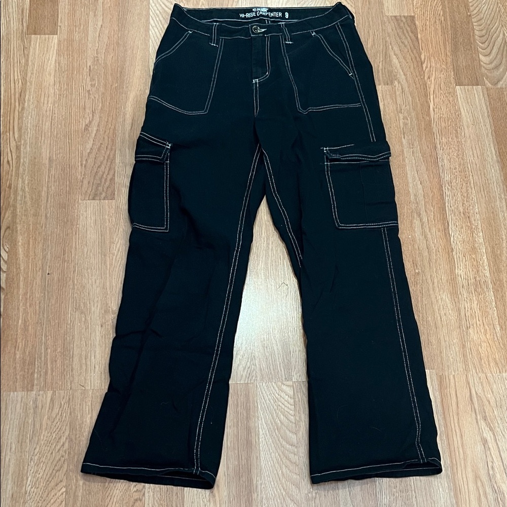 Hot Topic HT Denim Black High Rise Carpenter Pants Sz 9